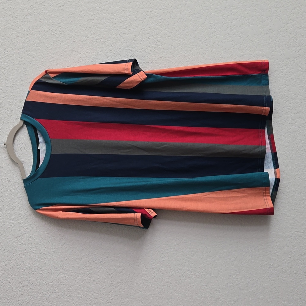 Men's XXL Shein Multi Color Stripe Short Sleeve Tee
